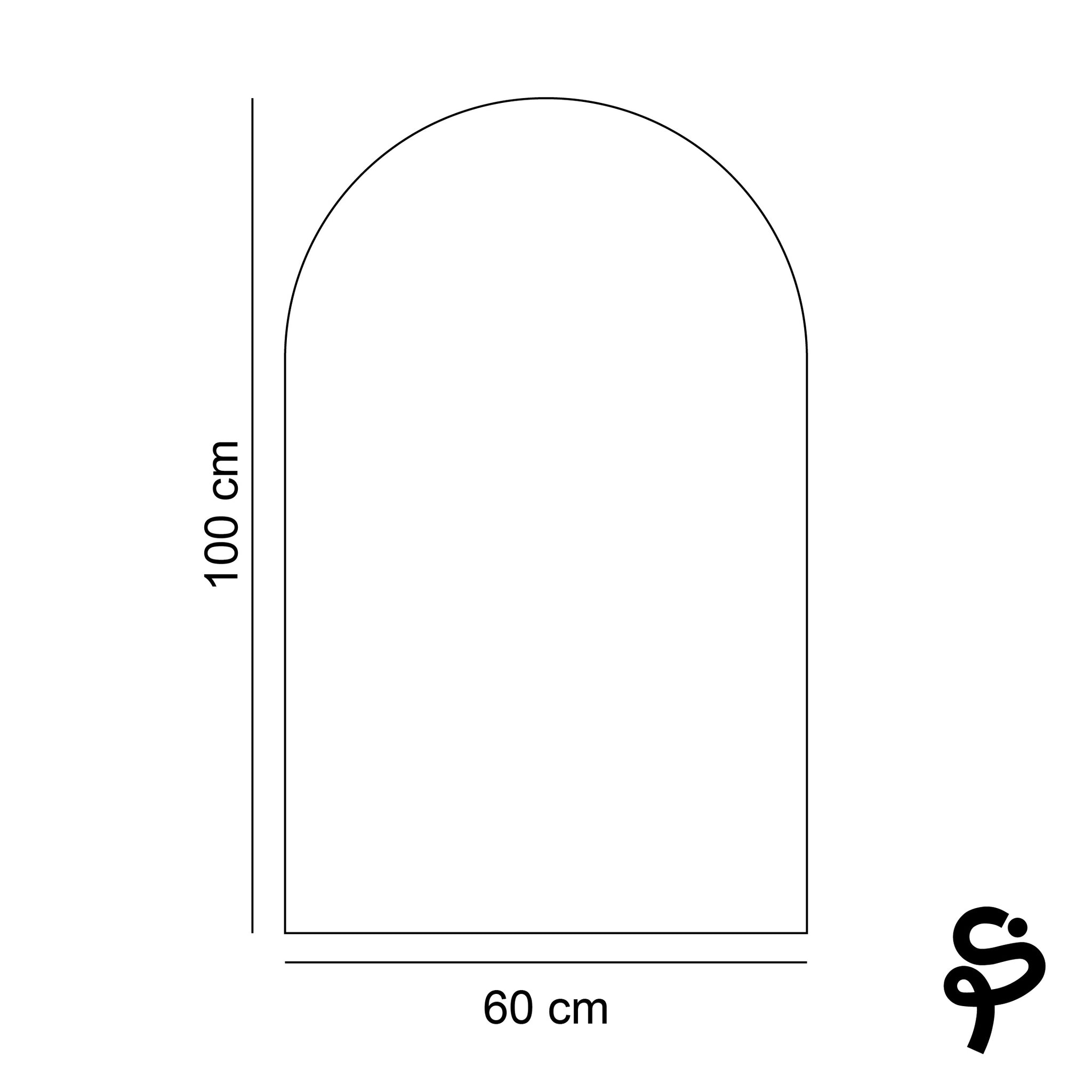 Espejo sin marco curva superior + led