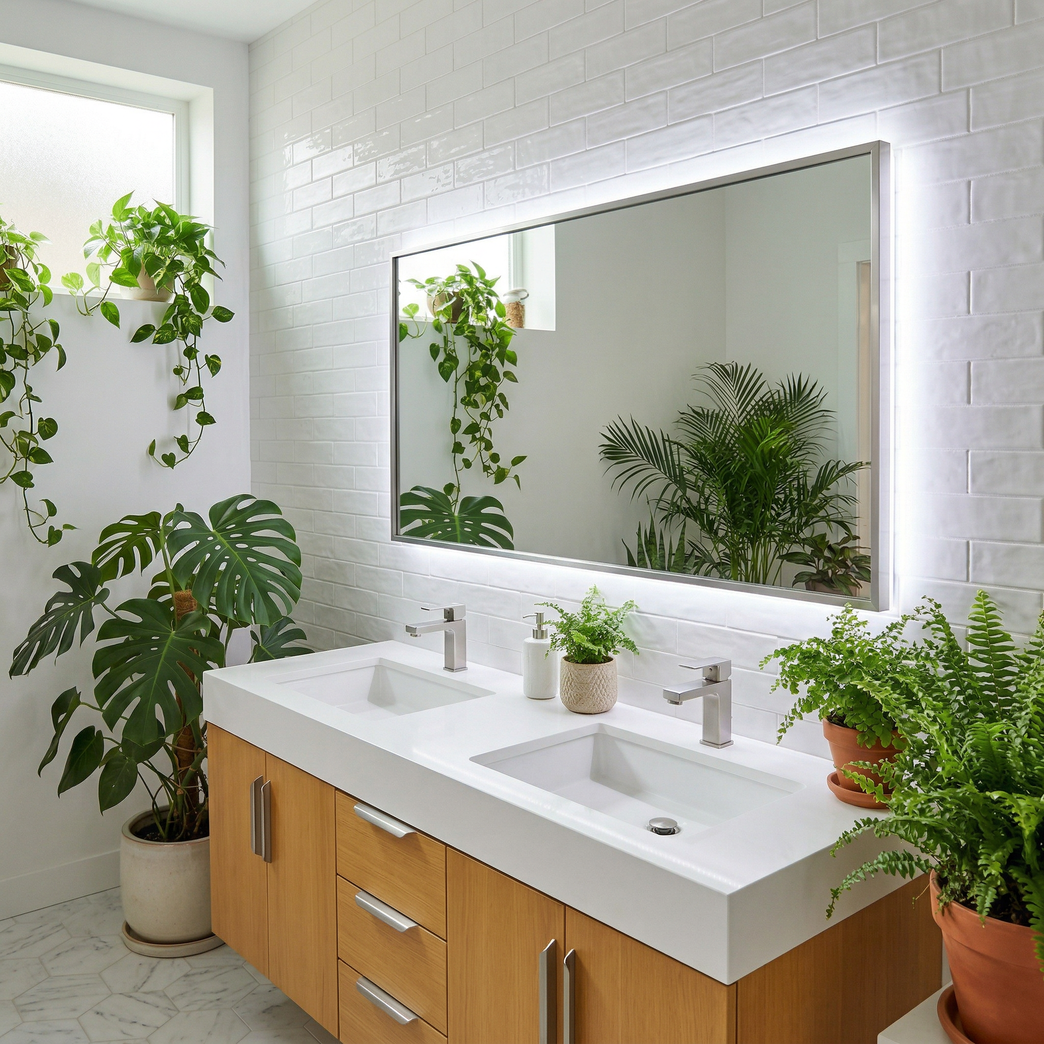 Espejo marco plateado + led 200x100cm